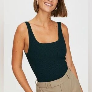 Aritzia Babaton Sculpt Knit Tank in Scarab Green #69783
